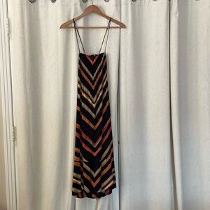 Colorful fun midi dress. From Anthropologie. Skinny straps. Very flattering.